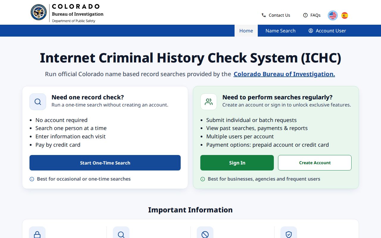 Teller County criminal record ICHC search interface